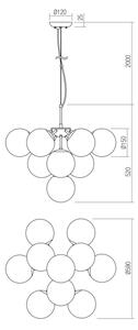 Redo 01-2940 - Lampadario a sospensione con filo AGAPE 10xE14/28W/230V oro