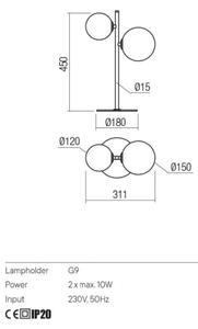 Redo 01-2784 - Lampada da tavolo ROY 2xG9/10W/230V