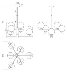 Redo 01-2950 - Lampadario a sospensione con supporto rigido ESSENTIAL 6xE14/28W/230V