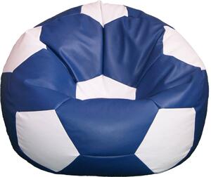 Poltrona a Sacco Pouf Ø100 cm in Similpelle Baselli Pallone da Calcio Blu e Bianco