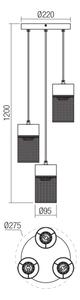 Redo 01-3142 - Lampadario a sospensione con filo STEM 3xE27/42W/230V