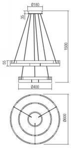 Redo 01-3179 - Lampadario a sospensione con filo LED dimmerabile CASTLE LED/60W/230V nero