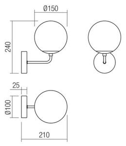 Redo 01-3148 - Applique BOWLING 1xE27/42W/230V nero