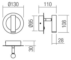 Redo 01-3090 - Luce Spot da parete a LED CLOSER LED/6W/230V nero