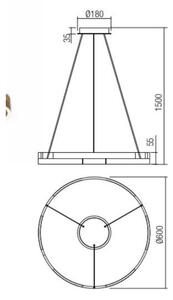 Redo 01-3173 - Lampadario a sospensione con filo LED dimmerabile CASTLE LED/36W/230V nero