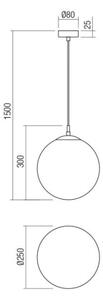 Redo 01-3153 - Lampadario a sospensione con filo BOWLING 1xE27/42W/230V oro