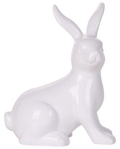 Statuetta decorativa in ceramica bianca piccola 21 cm coniglietto pasquale a tema in piedi pezzo Beliani