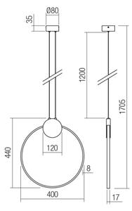 Redo 01-3106 - Lampadario LED a sospensione con filo ATOM LED/11W/230V diametro 40 cm