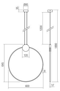 Redo 01-3107 - Lampadario LED a sospensione con filo ATOM LED/20W/230V diametro 60 cm