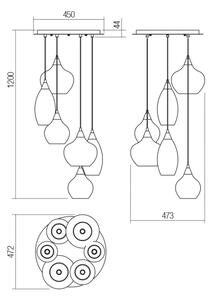 Redo 01-3194 - Lampadario a sospensione con filo TANNER 6xE14/28W/230V diametro 47,2 cm