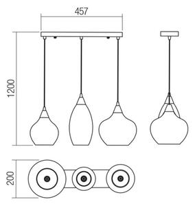Redo 01-3193 - Lampadario a sospensione con filo TANNER 3xE14/28W/230V