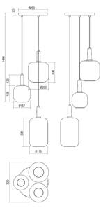 Redo 01-3198 - Lampadario a sospensione con filo BRINA 3xE27/23W/230V