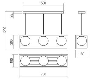 Redo 01-3057 - Lampadario a sospensione con filo ZODIAC 3xE14/28W/230V