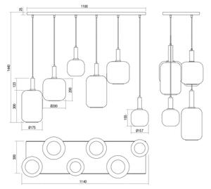 Redo 01-3215 - Lampadario a sospensione con filo BRINA 6xE27/23W/230V