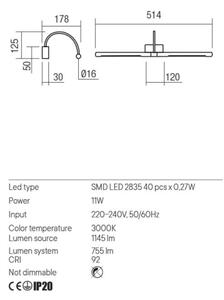 Redo 01-3466 - Lampada LED da quadro KENDO LED/11W/230V 51,4 cm CRI 92 bianco