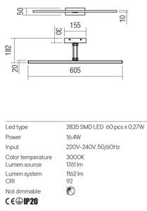 Redo 01-3462 - Lampada LED da quadro LINEAR LED/8W/230V 60,5 cm CRI 92 bianco