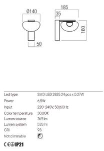 Redo 01-3241 - Applique a LED SINCLAIR LED/6,5W/230V CRI 93 IP21 oro