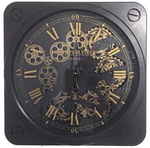 Orologio da Parete 49,5x7,5x49,5 cm in Acciaio e Vetro Engrenage