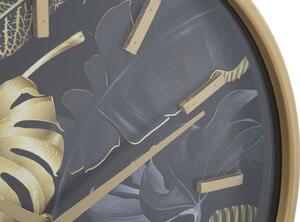 Orologio da Muro Palm Ø40x6 cm in Ferro MDF e Vetro Oro e Nero