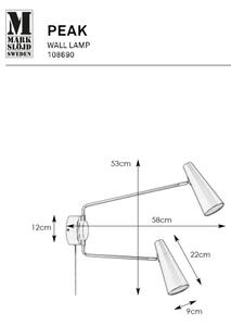 Markslöjd 108690 - Applique PEAK 2xE14/40W/230V nero