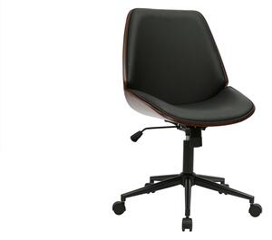 Sedia da ufficio con ruote nera e legno scuro DOUGLAS