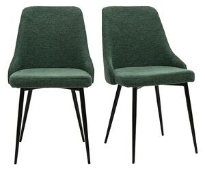 Sedie design in tessuto effetto velluto testurizzato verde scuro e metallo nero (set di 2) CULT