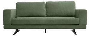 Divano design 3 posti in tessuto ciniglia verde kaki e metallo nero LENNON