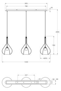 Fabas Luce 3481-48-297 - Lampadario a sospensione con filo LILA 3xE27/40W/230V limpido/oro/grigio