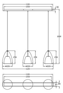 Fabas Luce 3673-48-125 - Lampadario a sospensione con filo BRITTON 3xE27/40W/230V oro