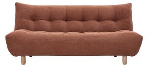 Divano letto scandinavo 3 posti in tessuto ciniglia terra bruciata e legno chiaro YUMI