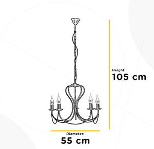 ONLI - Lampadario a sospensione con catena CANDELA 5xE14/6W/230V bronzo