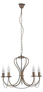 ONLI - Lampadario a sospensione con catena CANDELA 5xE14/6W/230V bronzo