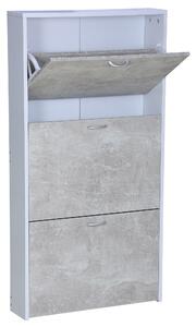 Mobile Scarpiera 3 Ante 60x14,5x116 cm in Legno Truciolare Bianco e Cemento