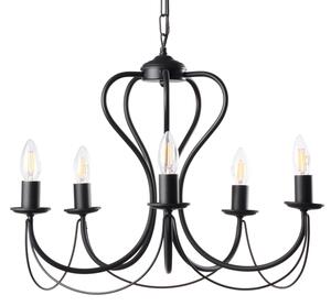 ONLI - Lampadario a sospensione con catena CANDELA 5xE14/6W/230V nero