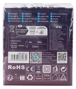 Aigostar - Catena luminosa LED da esterno 400xLED/8 funzioni 13m IP44 bianco freddo