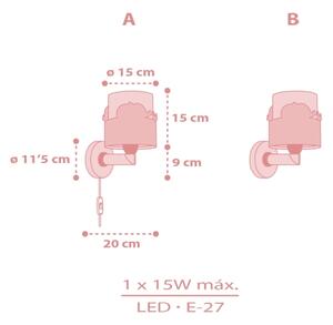 Dalber 61179S - Applique per bambini WHALE DREAMS 1xE27/15W/230V rosa