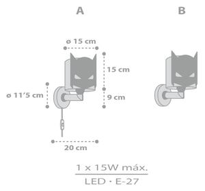 Dalber 61809 - Applique da parete per bambini DARK HERO 1xE27/15W/230V