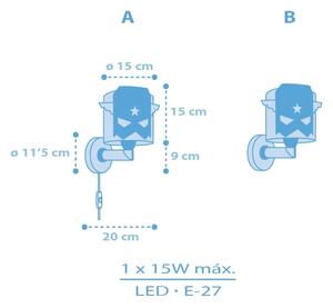 Dalber 61819 - Applique per bambini BLUE HERO 1xE27/15W/230V