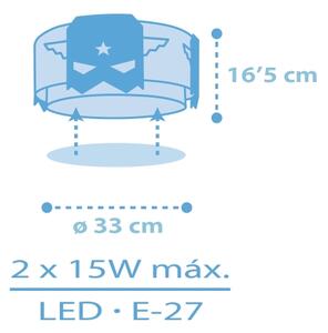 Dalber 61816 - Plafoniera per bambini BLU HERO 2xE27/15W/230V