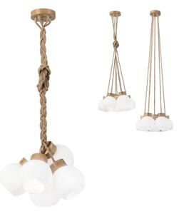 Lampadario sospeso con cavo LOOMIS 5xE27/15W/230V 130 cm beige/rovere