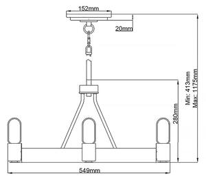 Quintiesse QN-SILAS-4P-DZ - Lampadario su asta SILAS 4xE27/60W/230V nero/oro