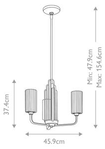 Quintiesse QN-KIMROSE3-PN - Lampadario su asta KIMROSE 3xE14/40W/230V cromo lucido