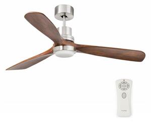 FARO 33518DC - Ventilatore a soffitto LANTAU LED/15W/230V cromo/legno + telecomando