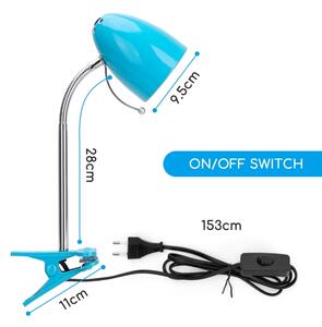 Aigostar - Lampada da tavolo con morsetto 1xE27/11W/230V blu/cromo