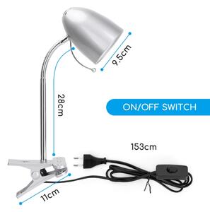 Aigostar - Lampada da tavolo con morsetto 1xE27/11W/230V argento/cromo