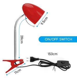Aigostar - Lampada da tavolo con morsetto 1xE27/11W/230V rosso/cromo