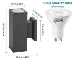 Aigostar - Applique da esterno 2xGU10/230V nero IP65 quadrato