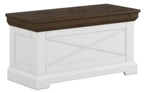 Baule Shabby Chic Bianco e Tabacco in Legno Massello