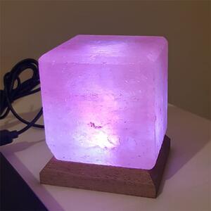 Lampada di Sale Himalayano USB Rosa naturale a forma di Cubo 600gr