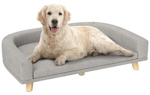 PawHut Divano per Cani di Taglia Grande con Cuscino Sfoderabile, in Poliestere e Legno, 98x67x25 cm, Grigio
